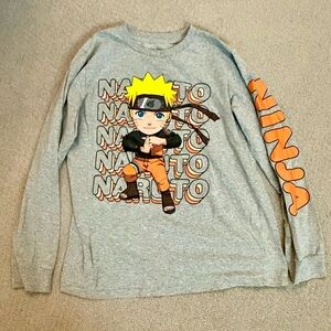 Gray Naruto Shippuden Kids Long Sleeve Shirt - Size XL (18/20)